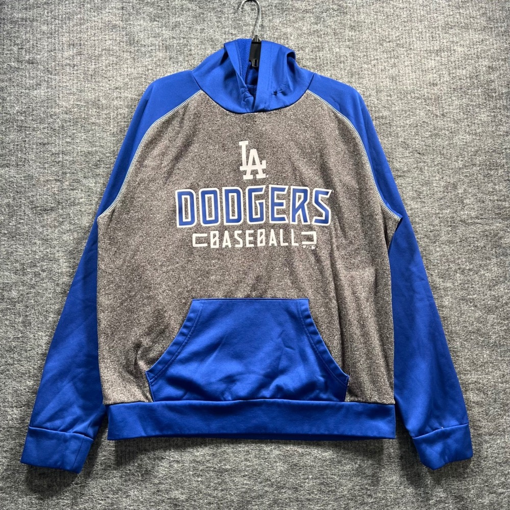 Fanatics Los Angeles Dodgers MLB Hoodie Mens L Blue Charcoal Raglan Fleece